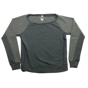 Nike Dri-FIT Sweatshirt Top Womens Medium Charcoal Gray Striped Raglan Sleeve